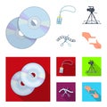 Badge, operator gesture and other accessories for the movie. Making movie set collection icons in cartoon,flat style