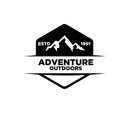 Badge outdoors black logo mountain adventure forest vector template illustration Royalty Free Stock Photo