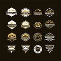 Set collection Badge outdoors black logo mountain adventure forest vector template illustration Royalty Free Stock Photo