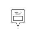 Badge or register vector isolated sticker hello my name is in trendy flat style on white background