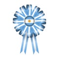 Badge with ribbons, rosette, Argentina flag, vector illustration