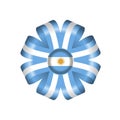 Badge with ribbons, rosette, Argentina flag, vector illustration