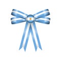 Badge with ribbons, rosette, Argentina flag, vector illustration