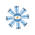 Badge with ribbons, rosette, Argentina flag, vector illustration