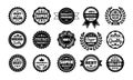 Badge seal, quality emblems. Warranty label certificate guarantee, stamp design, banner sticker sale design tag, ribbon