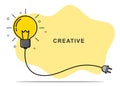 Badge sign template light bulb empty copy space. Concept creative idea and innovation