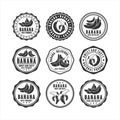 Badge stamps banana delicious vector design collection