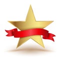 Badge star with red ribbon