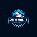 badge vintage SNOW MOBILE mountain ski Logo design