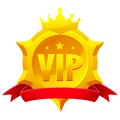 Badge VIP icon with red ribbon. Royal premium VIP symbol