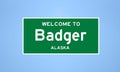 Badger, Alaska city limit sign. Town sign from the USA.