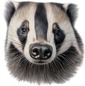 Badger, Close-up colored-pencil sketch of Badger, Meles meles. AI-Generated.