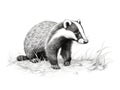 Badger drawing Made With Generative AI illustration