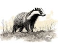 Badger drawing Made With Generative AI illustration