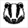 Badger Head black and white