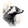 Minimalist Badger Head Silhouette Drawn With A Single Stroke Of Pencil Royalty Free Stock Photo