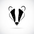 Badger head vector illustration in black, isolated on white background.