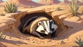 Badger omnivore Mustelidae den desert habitat Royalty Free Stock Photo