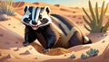 Badger omnivore Mustelidae watching comedy character