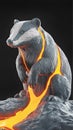 A badger sculpted from a harmonious combination of cold, unbending stone and bright, flowing molten lava Royalty Free Stock Photo