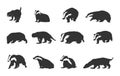Badger silhouettes, Badger clipart silhouette, Badger vector set Royalty Free Stock Photo