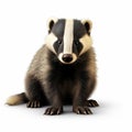 Realistic 3d Render Of A Striped Badger On White Background