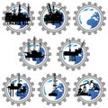 Badges with drilling rigs and oil pumps-1