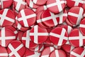 Badges with flag of Denmark, 3D rendering