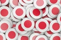 Badges with flag of Japan, 3D rendering Royalty Free Stock Photo