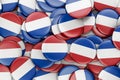 Badges with flag of the Netherlands, 3D rendering