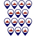 Badges with frigates and corvettes