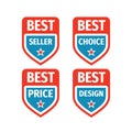 Badges set - Best seller, Best choice, Best price, best design. Business concept logo. Market promotion emblem sticker collection Royalty Free Stock Photo