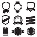 Badges, Stickers, Labels, Shields and Ribbons set. Vector vintage illustration isolated on white background. Royalty Free Stock Photo