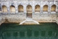 Badi Baoli (step well) for water collection in Qutb Shahi Archaeological Park, Hyderabad, India