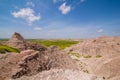 Badlands National Park - Landscape of grasslands and eroded rock formations Royalty Free Stock Photo