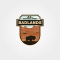 Badlands national park logo vintage vector patch illustration design, travel badge design Royalty Free Stock Photo