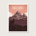 Badlands National Park poster illustration, big horn sheep goat on the mountain scenery poster