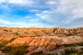 This is Badlands National Park in South Dakota. There are spectacular rock formations, canyons, and pinnacles. Royalty Free Stock Photo