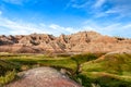 This is Badlands National Park in South Dakota. There are spectacular rock formations, canyons, and pinnacles. Royalty Free Stock Photo