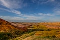 This is Badlands National Park in South Dakota. There are spectacular rock formations, canyons, and pinnacles. Royalty Free Stock Photo
