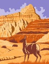 Badlands National Park in South Dakota WPA Poster Art Royalty Free Stock Photo