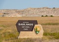 Badlands sign on Conata Road south of 240 Badlands National Park in the Black Hills of South Dakota Royalty Free Stock Photo