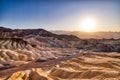 Badlands view from Zabriskie Point in Death Valley National Park at Sunset