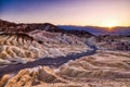 Badlands view from Zabriskie Point in Death Valley National Park at Sunset