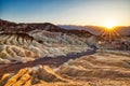 Badlands view from Zabriskie Point in Death Valley National Park at Sunset