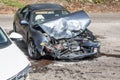 Badly damaged motor vehicle as a resuslt of a collision