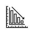 Black line icon for Badly, decline and revenue