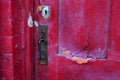 Badly peeling paint on door. Royalty Free Stock Photo