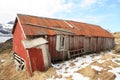 Badly Repaired Lofoten's barn Royalty Free Stock Photo