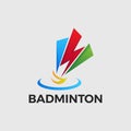 Badminton Abstract Logo Design, Dynamic Shuttlecock With Thunder Spark Feather Colorful Shape Modern illustration Vector